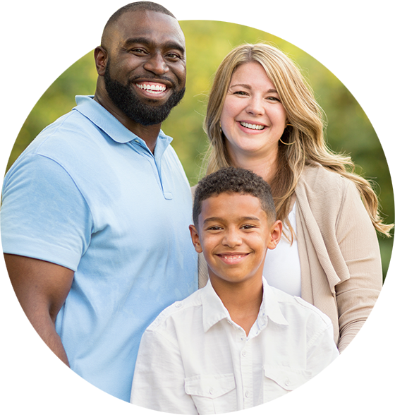 Smiling multicultural family.